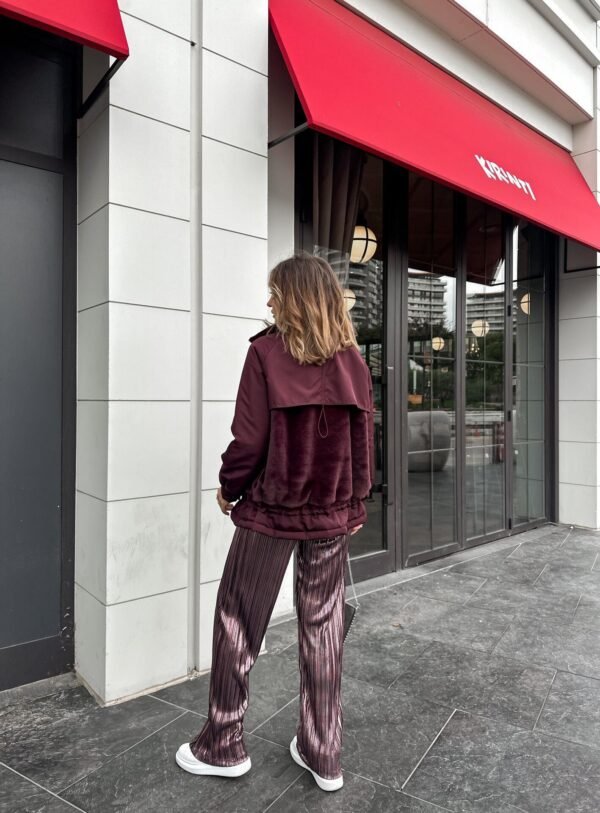 Burgundy Fur Trim  Jacket