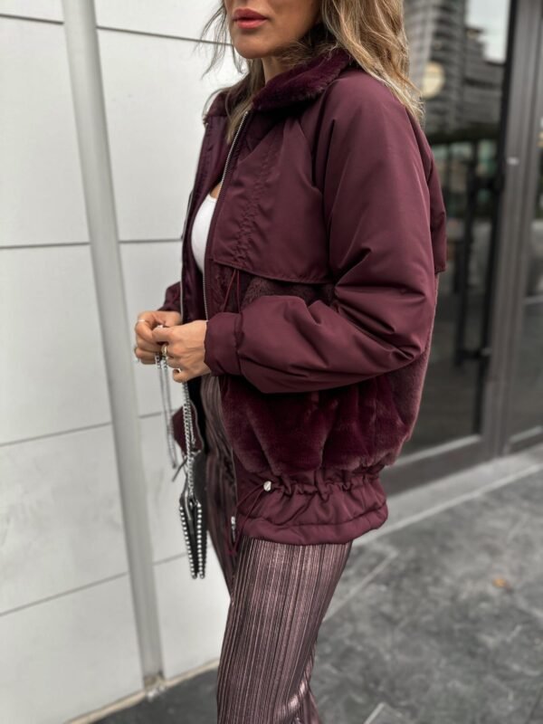 Burgundy Fur Trim  Jacket