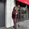 Burgundy Fur Trim  Jacket