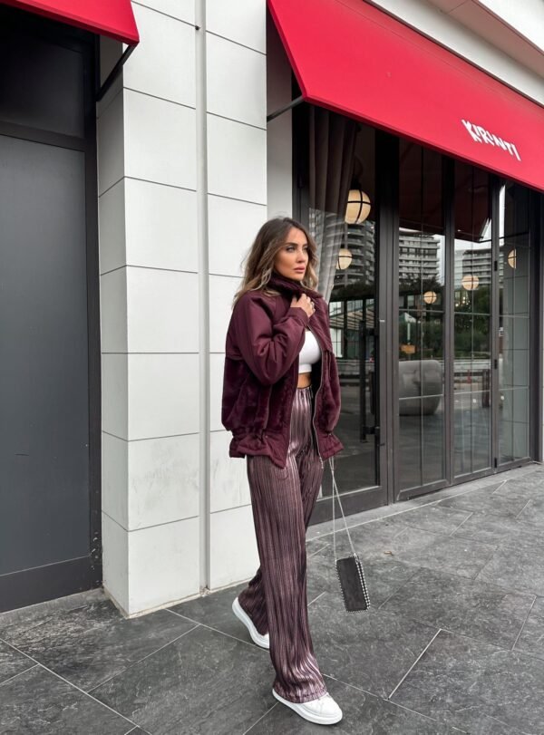 Burgundy Fur Trim  Jacket
