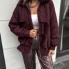 Burgundy Fur Trim  Jacket