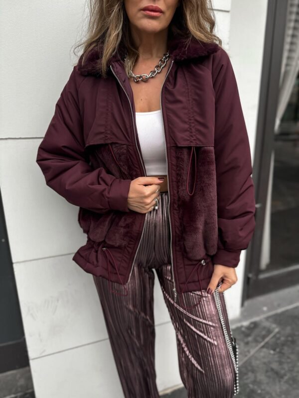 Burgundy Fur Trim  Jacket