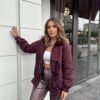 Burgundy Fur Trim  Jacket