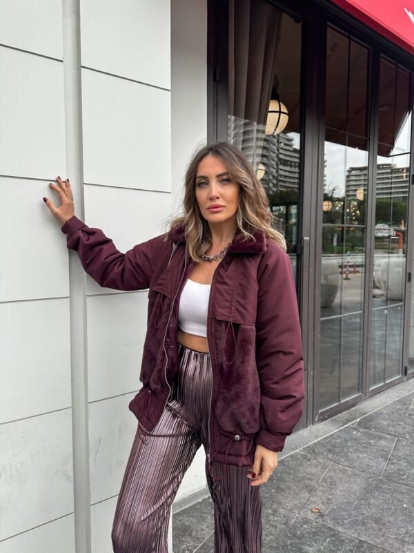 Burgundy Fur Trim  Jacket