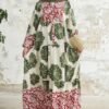 Patterned Khaki Dress