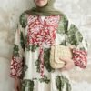 Patterned Khaki Dress