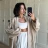 Women’s Luxe Beige Kimono with Delicate Dolce Embroidery