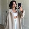Women’s Luxe Beige Kimono with Delicate Dolce Embroidery