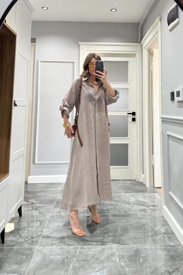 Belted Shirt Dress Mink