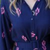 Navy Blue Pink Pattern Contrast Dress