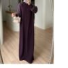 Self-Patterned Mercerized Dress in Elegant Plum