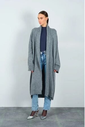 Front Open Knit Cardigan with Shawl Detail