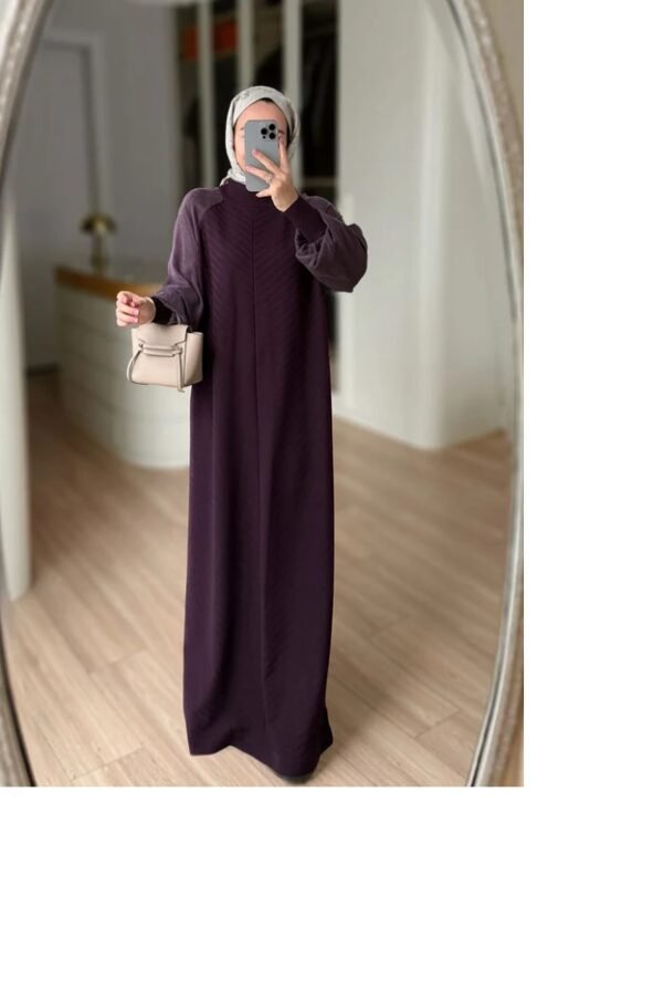 Self-Patterned Mercerized Dress in Elegant Plum