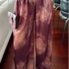 Women’s Satin Wide-Leg Pants in Artistic Batik Print