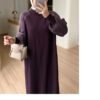 Self-Patterned Mercerized Dress in Elegant Plum