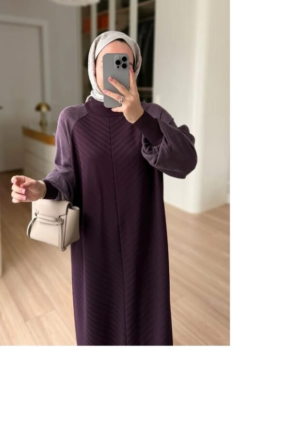 Self-Patterned Mercerized Dress in Elegant Plum