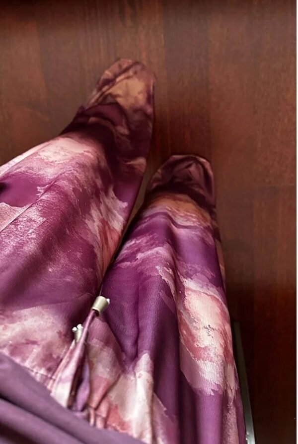 Women’s Satin Wide-Leg Pants in Artistic Batik Print