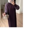 Self-Patterned Mercerized Dress in Elegant Plum