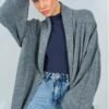 Front Open Knit Cardigan with Shawl Detail