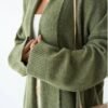 Woman Khaki Shawl Collar Long Knitwear Cardigan