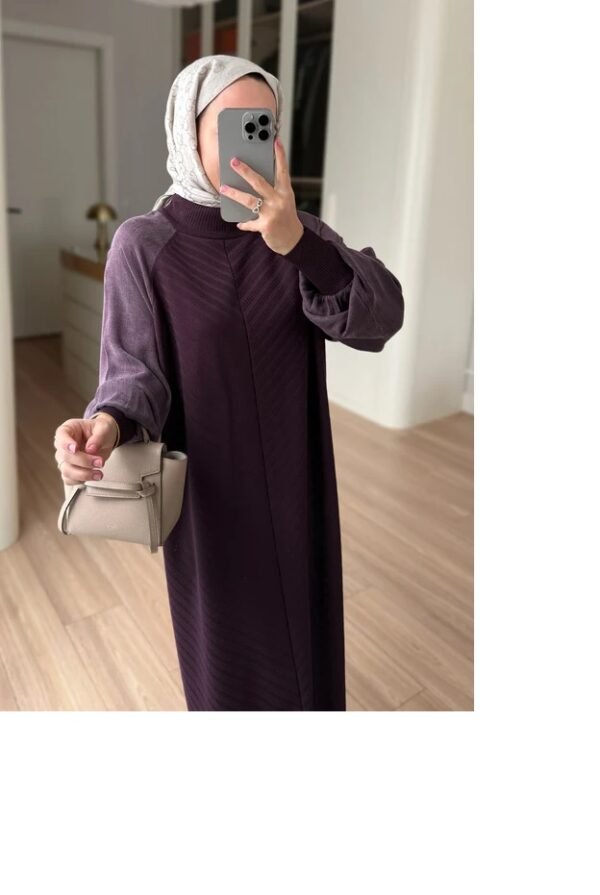 Self-Patterned Mercerized Dress in Elegant Plum