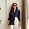 Navy Blue Transparent Oversize blouse