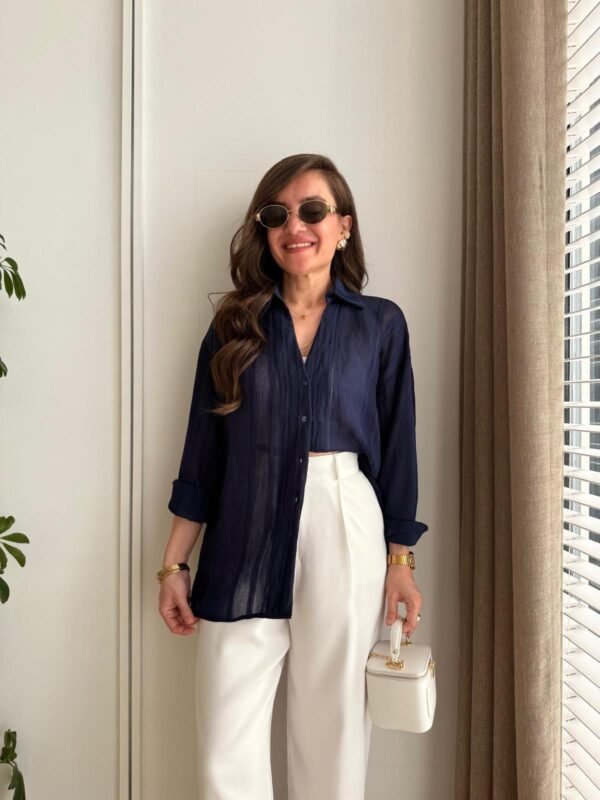 Navy Blue Transparent Oversize blouse