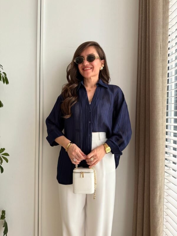 Navy Blue Transparent Oversize blouse