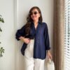 Navy Blue Transparent Oversize blouse
