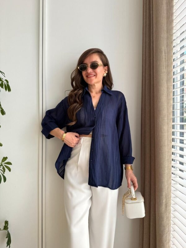 Navy Blue Transparent Oversize blouse