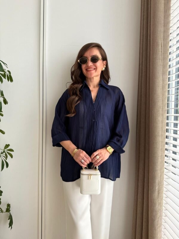 Navy Blue Transparent Oversize blouse