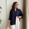 Navy Blue Transparent Oversize blouse