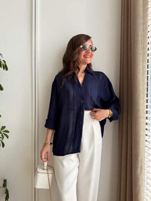 Navy Blue Transparent Oversize blouse