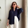 Navy Blue Transparent Oversize blouse