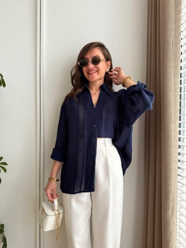 Navy Blue Transparent Oversize blouse