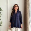 Navy Blue Transparent Oversize blouse