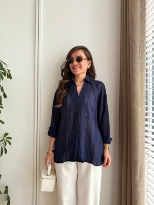 Navy Blue Transparent Oversize blouse
