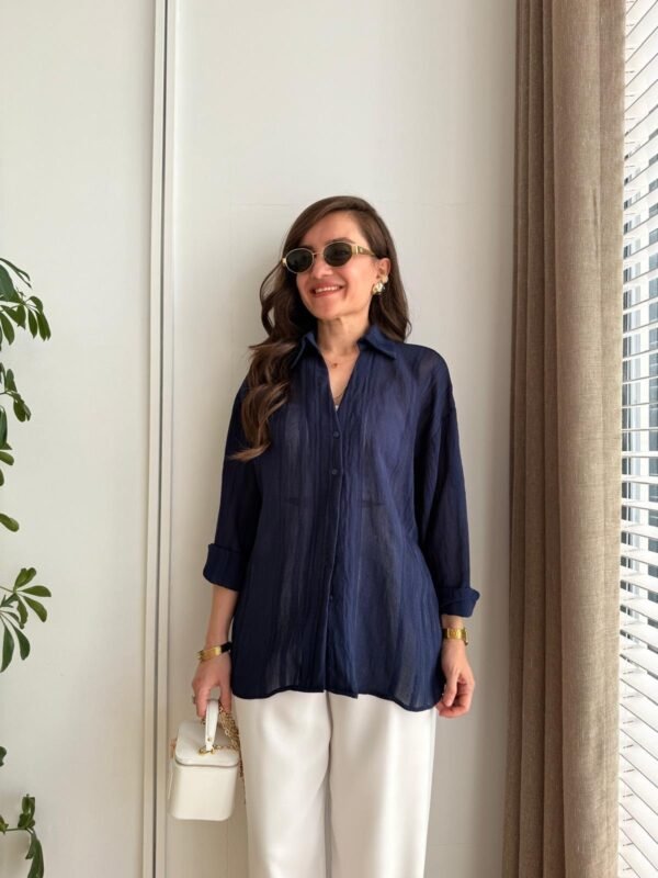 Navy Blue Transparent Oversize blouse