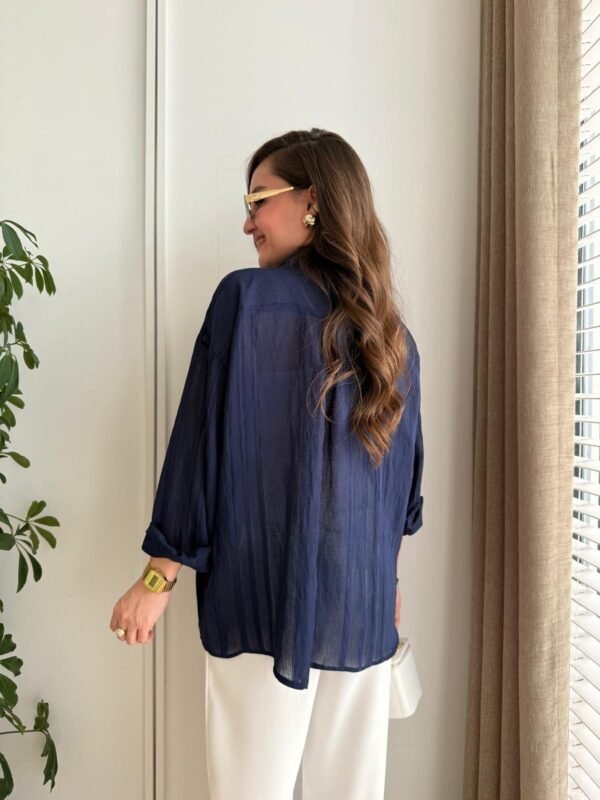 Navy Blue Transparent Oversize blouse
