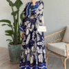 Women's Blue Mixed Print Dress