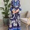 Women's Blue Mixed Print Dress