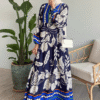 Women's Blue Mixed Print Dress