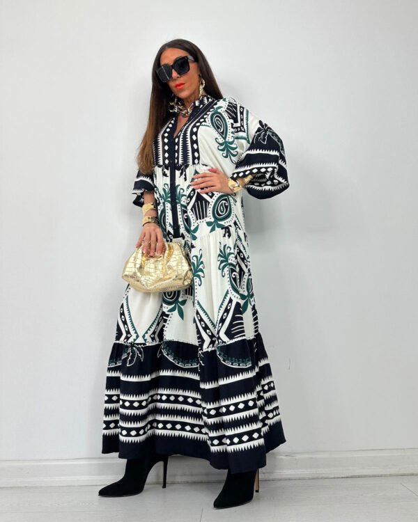 Oversized Graphic Print Maxi Dress for Women