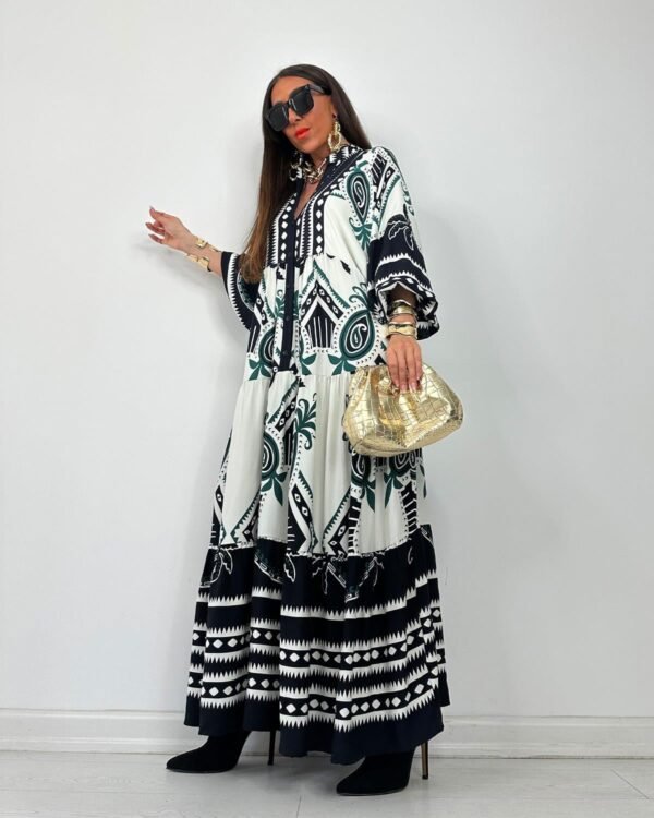 Oversized Graphic Print Maxi Dress for Women