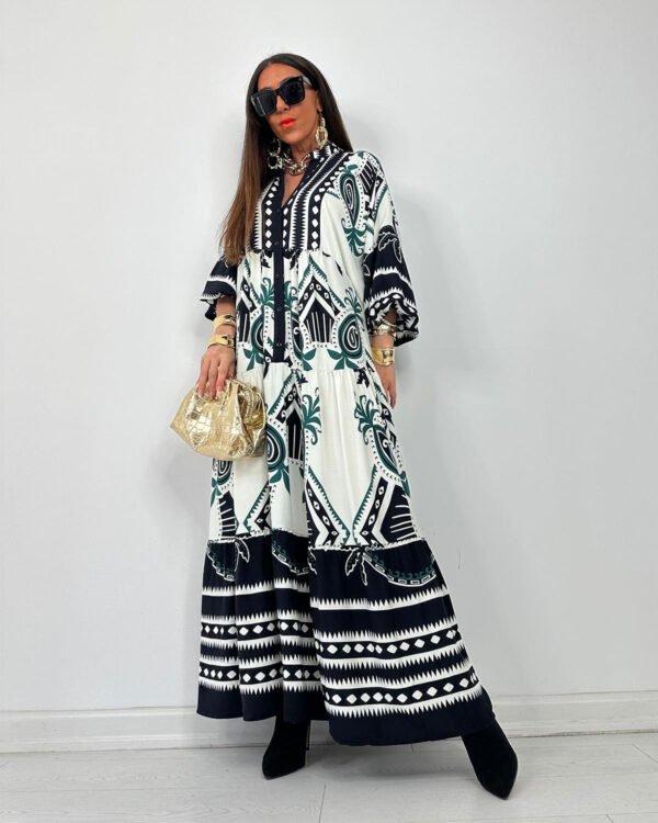Oversized Graphic Print Maxi Dress for Women