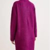 Women Purple Pocket Collar Detail Soft Textured Sweater Cardigan