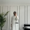 Silvery Sketch Print Dress for Women