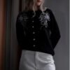 Beads Embroidery Embroidered Pearl Button Cardigan