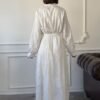 Elegant Ecru Embroidered Maxi Dress with Belt