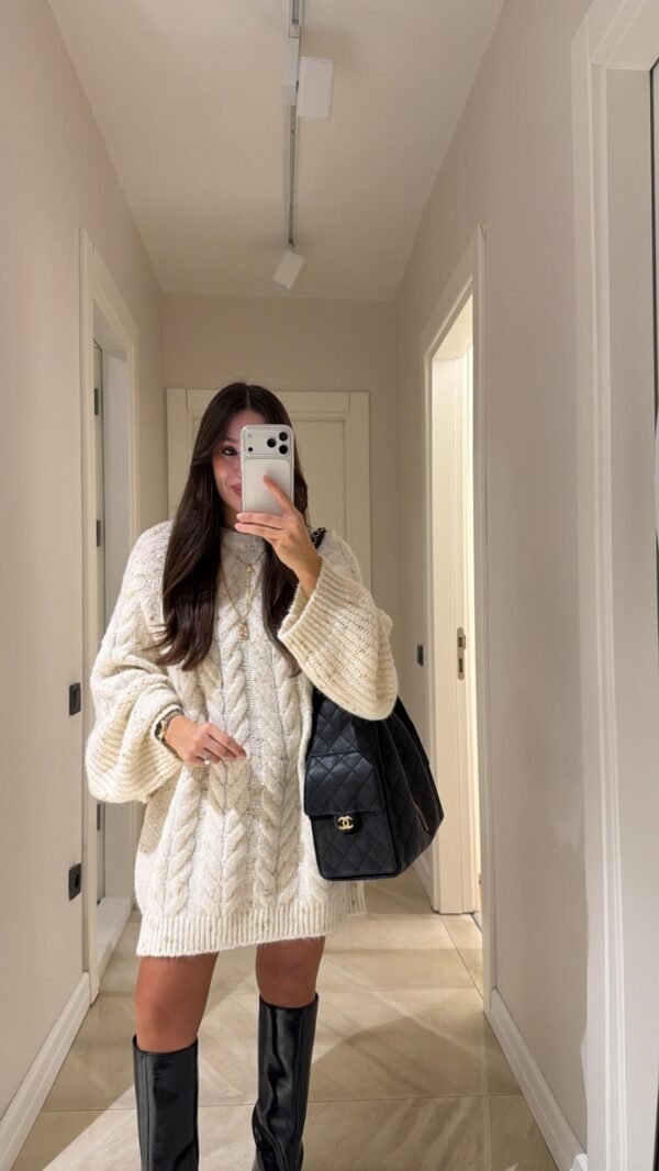 Oversized Cable Knit Dress for Women